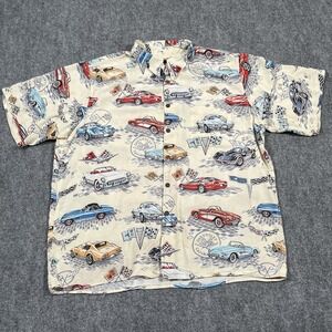 Vintage Reyn Spooner Shirt Mens XL Ivory American Classics AOP Rayon Hawaiian